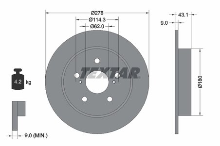 DISC FRANA TEXTAR 92222300 - Compatibil cu FIAT, SUZUKI