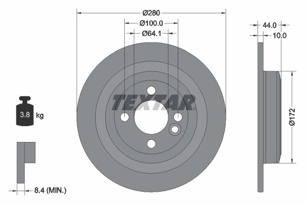 DISC FRANA TEXTAR 92234003 - Compatibil cu MINI