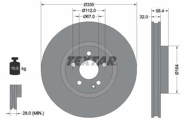 DISC FRANA TEXTAR 92279403 - Piesa auto compatibila cu mai multe marci