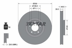 DISC FRANA TEXTAR 92283403 - Compatibil cu CITROEN, DS, OPEL, PEUGEOT, VAUXHALL