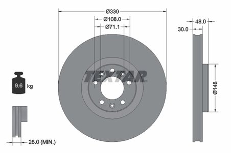 DISC FRANA TEXTAR 92283403 - Compatibil cu CITROEN, DS, OPEL, PEUGEOT, VAUXHALL