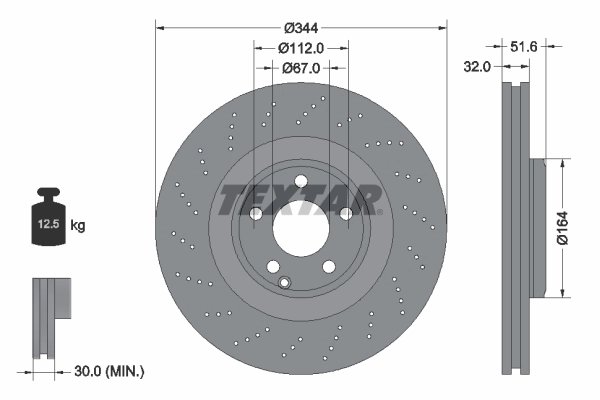DISC FRANA TEXTAR 92289905 - Compatibil cu MERCEDES-BENZ