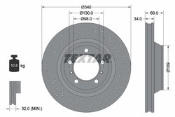 DISC FRANA TEXTAR 92287905 - Compatibil cu PORSCHE