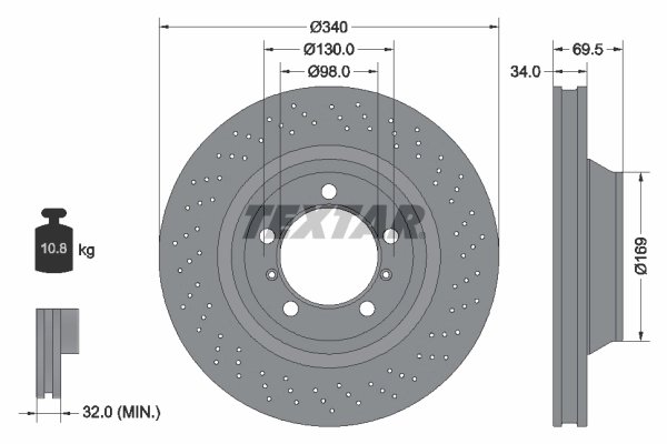 DISC FRANA TEXTAR 92287905 - Compatibil cu PORSCHE