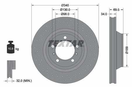 DISC FRANA TEXTAR 92287905 - Compatibil cu PORSCHE