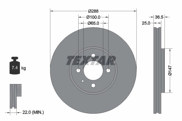 DISC FRANA TEXTAR 92302303 - Compatibil cu VW
