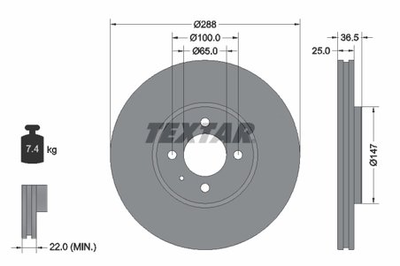 DISC FRANA TEXTAR 92302303 - Compatibil cu VW