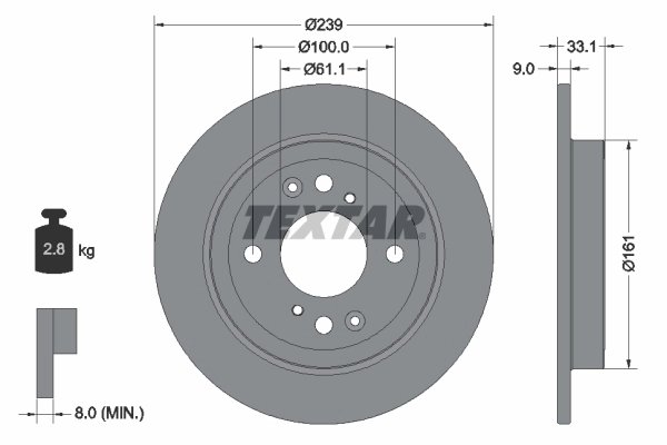 DISC FRANA TEXTAR 92304403 - Compatibil cu HONDA