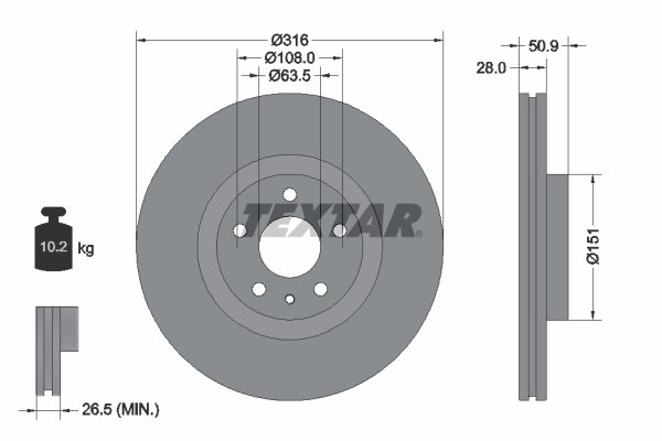 DISC FRANA TEXTAR 92309603 - Compatibil cu FORD, LINCOLN