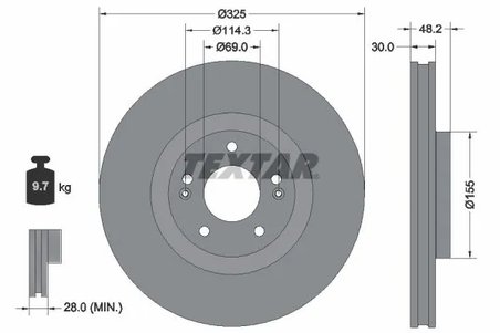 DISC FRANA TEXTAR 92341803 - Compatibil cu HYUNDAI, KIA