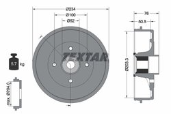 TAMBUR FRANA TEXTAR 94045000 - Compatibil cu NISSAN