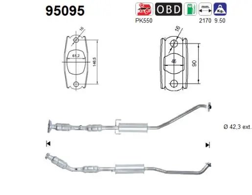 CATALIZATOR AS 95095 - Compatibil cu TOYOTA