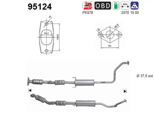 CATALIZATOR AS 95124 - Compatibil cu TOYOTA