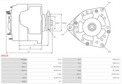 ALTERNATOR AS-PL A0115 - Compatibil cu BEDFORD, OPEL, VAUXHALL