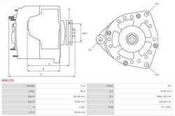 ALTERNATOR AS-PL A6615S - Compatibil cu HONDA, LAND ROVER, MG, ROVER