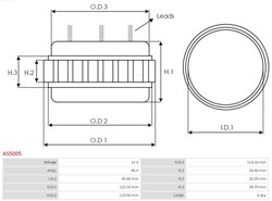STATOR, GENERATOR AS-PL AS5005 - Piesa auto compatibila cu mai multe marci