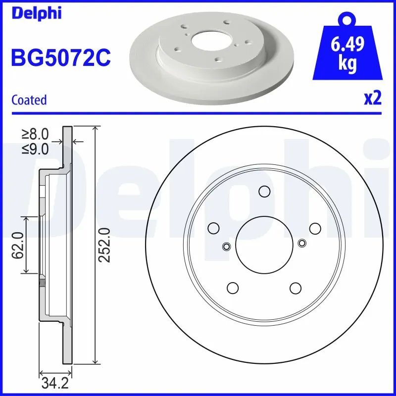 DISC FRANA DELPHI BG5072C - Compatibil cu SUZUKI