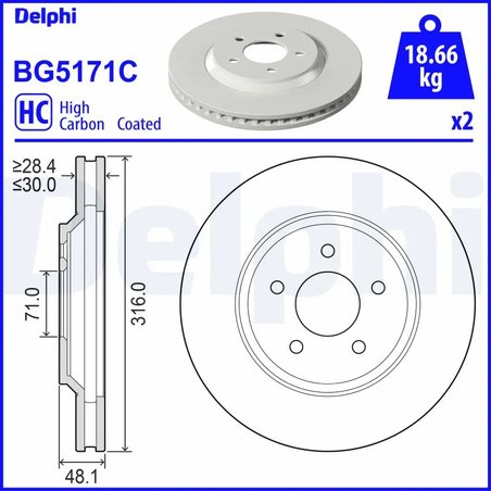 DISC FRANA DELPHI BG5171C - Compatibil cu FORD AUSTRALIA, FORD USA