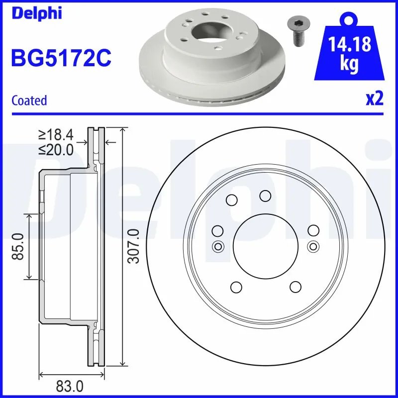 DISC FRANA DELPHI BG5172C - Compatibil cu SSANGYONG