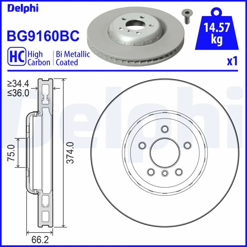 DISC FRANA DELPHI BG9160BC - Compatibil cu BMW