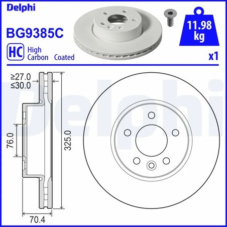 DISC FRANA DELPHI BG9385C - Compatibil cu MAN, VW