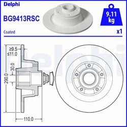 DISC FRANA DELPHI BG9413RSC - Compatibil cu RENAULT