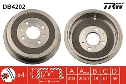 TAMBUR FRANA TRW DB4202 - Compatibil cu ALFA ROMEO, FIAT, LANCIA