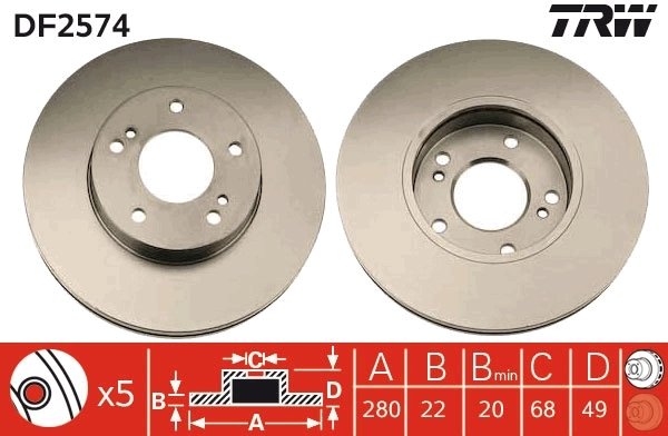 DISC FRANA TRW DF2574 - Compatibil cu INFINITI, NISSAN