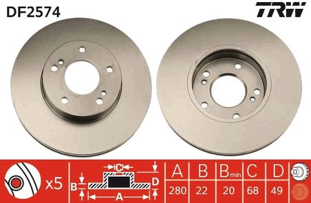 DISC FRANA TRW DF2574 - Compatibil cu INFINITI, NISSAN