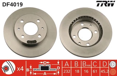 DISC FRANA TRW DF4019 - Compatibil cu NISSAN
