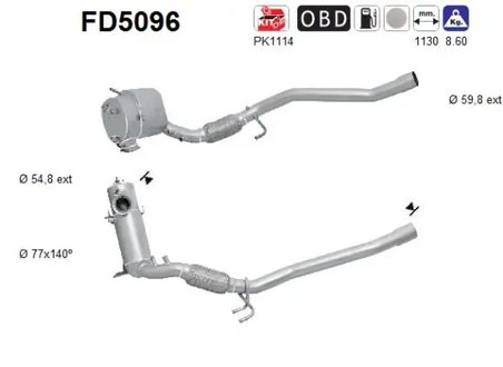 FILTRU DE PARTICULE AS FD5096 - Compatibil cu AUDI, SEAT, SKODA, VW