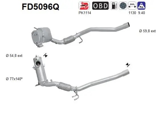 FILTRU DE PARTICULE AS FD5096Q - Compatibil cu AUDI, SEAT, SKODA, VW