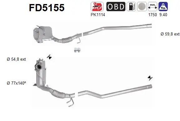 FILTRU DE PARTICULE AS FD5155 - Compatibil cu AUDI, VW