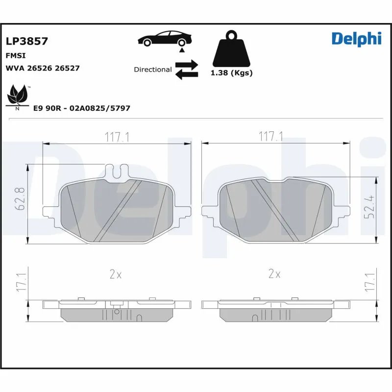 SET PLACUTE FRANA DELPHI LP3857 - Compatibil cu MERCEDES-BENZ
