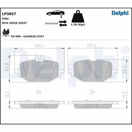 SET PLACUTE FRANA DELPHI LP3857 - Compatibil cu MERCEDES-BENZ