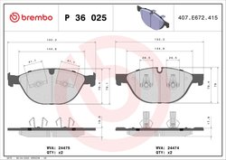 Set placute frana Brembo P 36 025