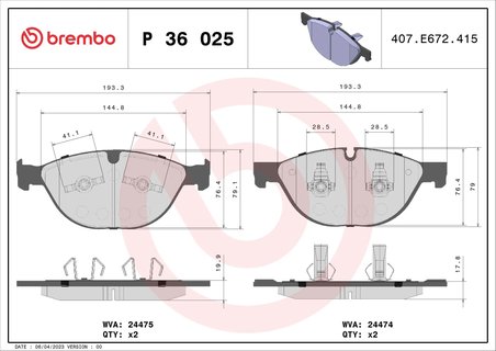 SET PLACUTE FRANA BREMBO P 36 025 - Compatibil cu JAGUAR