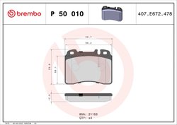 SET PLACUTE FRANA BREMBO P 50 010 - Compatibil cu MERCEDES-BENZ