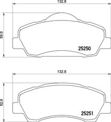 SET PLACUTE FRANA BREMBO P 61 138 - Compatibil cu PEUGEOT