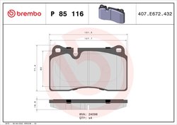 SET PLACUTE FRANA BREMBO P 85 116 - Compatibil cu ASTON MARTIN, AUDI, FERRARI, NIO, SEAT
