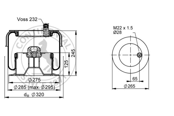 BURDUF SUSPENSIE PNEUMATICA CONTITECH AIR SPRING SK 175-604 P01 - Piesa auto compatibila cu mai multe marci