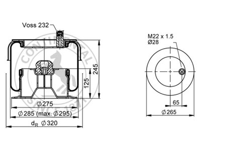 BURDUF SUSPENSIE PNEUMATICA CONTITECH AIR SPRING SK 175-604 P01 - Piesa auto compatibila cu mai multe marci