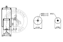 Burduf suspensie pneumatica Contitech AIR Spring SK 91-104 P