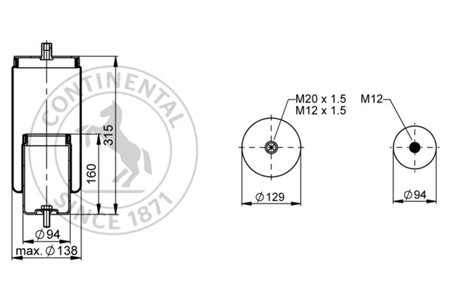 BURDUF SUSPENSIE PNEUMATICA CONTITECH AIR SPRING SK 91-104 P02 - Piesa auto compatibila cu mai multe marci