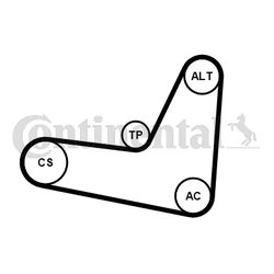 SET CUREA TRANSMISIE CU CANELURI CONTINENTAL 6PK1130K3 - Compatibil cu AUDI, SEAT, SKODA, VW