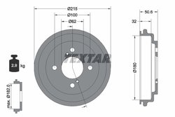 TAMBUR FRANA TEXTAR 94049200 - Compatibil cu MARUTI SUZUKI, SUZUKI
