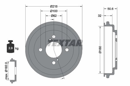 TAMBUR FRANA TEXTAR 94049200 - Compatibil cu MARUTI SUZUKI, SUZUKI