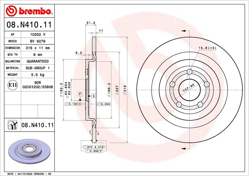 DISC FRANA BREMBO 08.N410.11 - Compatibil cu FORD USA