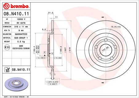 DISC FRANA BREMBO 08.N410.11 - Compatibil cu FORD USA