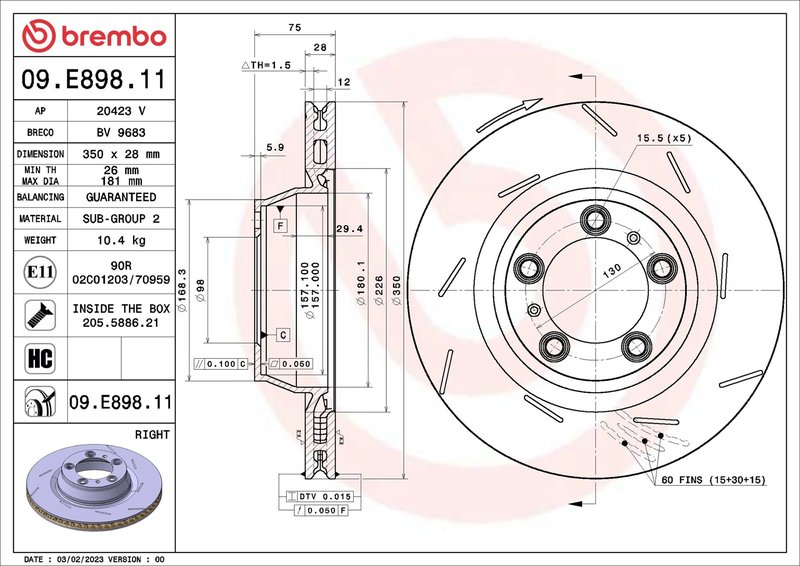 Disc frana Brembo 09.E898.11